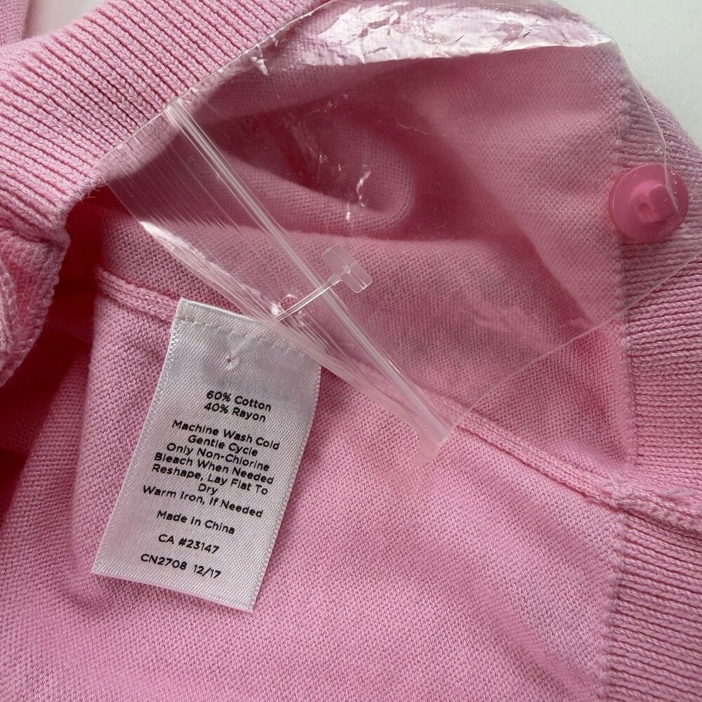 Talbots Cardigan XL Pink Scalloped Knit Sweater 3/4 Sleeve Barbiecore Coquette - Picture 10 of 11